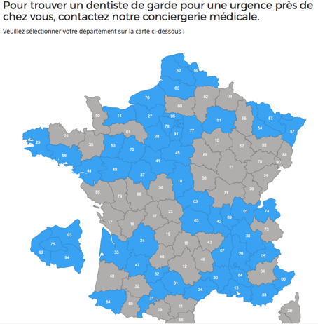 localisez le dentiste de garde le plus proche de chez vous